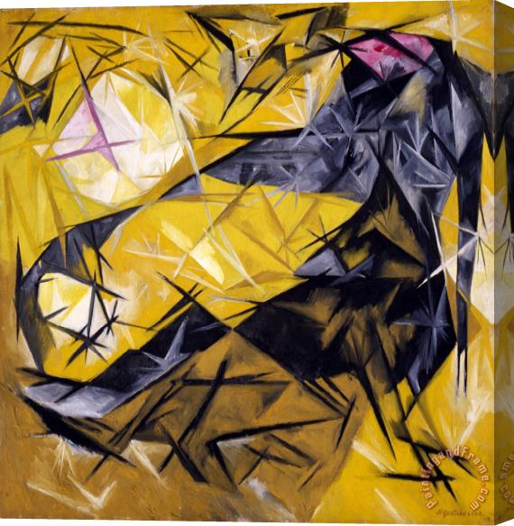 Natalia Goncharova Cats (rayist Percep.[tion] in Rose, Black, And Yellow) (koshki [luchistoe Vospr.{iiatie} Rozovoe, Chernoe I Zheltoe]) Stretched Canvas Painting / Canvas Art